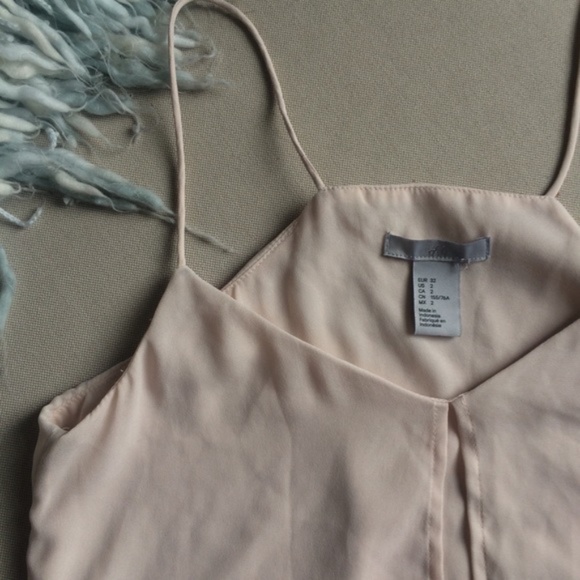 Women's Champagne Flowy Chiffon Panel Overlay Strappy Cami Top In Size 2 - Picture 4 of 7